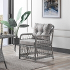 Breda Rattan Örgü Bahçe Balkon Takımı 2+1+1 Cam Masalı Gri-1