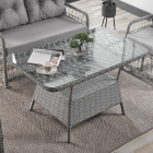 Breda Rattan Örgü Bahçe Balkon Takımı 2+1+1 Cam Masalı Gri-2