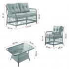 Breda Rattan Örgü Bahçe Balkon Takımı 2+1+1 Cam Masalı Gri-5