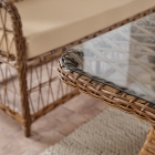 Breda Rattan Örgü Bahçe Balkon Takımı 2+1+1 Cam Masalı Kahve-4