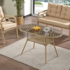 Rio Rattan Bahçe Balkon Oturma Takımı 2+1+1+Camlı Masa Cappuccino-2