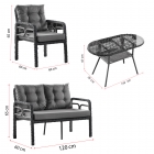 Rio Rattan Bahçe Balkon Oturma Takımı 2+1+1+Camlı Masa Cappuccino-5