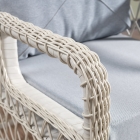 Edra Rattan Puflu Bahçe Balkon Takımı 3+1+1+Camı Masa Kemik Rengi-4