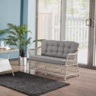 Icon Rattan Bahçe Balkon Oturma Takımı 2+1+1+Camlı Masa Kemik Rengi-0