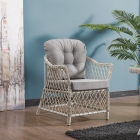 Icon Rattan Bahçe Balkon Oturma Takımı 2+1+1+Camlı Masa Kemik Rengi-1