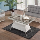 Icon Rattan Bahçe Balkon Oturma Takımı 2+1+1+Camlı Masa Kemik Rengi-2