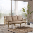 Joy Rattan Puflu Bahçe Balkon Takımı 3+1+1+Camlı Masa Cappuccino-0