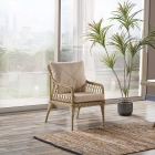 Joy Rattan Puflu Bahçe Balkon Takımı 3+1+1+Camlı Masa Cappuccino-1