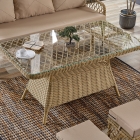 Joy Rattan Puflu Bahçe Balkon Takımı 3+1+1+Camlı Masa Cappuccino-2