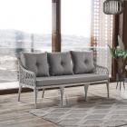 Joy Rattan Puflu Bahçe Balkon Takımı 3+1+1+ Camlı Masa Kemik Rengi-0