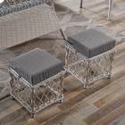 Joy Rattan Puflu Bahçe Balkon Takımı 3+1+1+ Camlı Masa Kemik Rengi-3