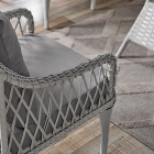 Joy Rattan Puflu Bahçe Balkon Takımı 3+1+1+ Camlı Masa Kemik Rengi-5