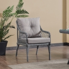 Joy Rattan Puflu Bahçe Balkon Takımı 3+1+1+ Camlı Masa Gri-1