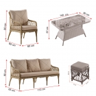 Joy Rattan Puflu Bahçe Balkon Takımı 3+1+1+ Camlı Masa Gri-5