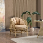 Konfor Rattan Bahçe Balkon Oturma Takımı 2+1+1+Camlı Masa Cappuccino-1