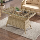 Konfor Rattan Bahçe Balkon Oturma Takımı 2+1+1+Camlı Masa Cappuccino-2