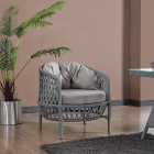Konfor Rattan Bahçe Balkon Oturma Takımı 2+1+1+Camlı Masa Gri-1