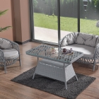 Konfor Rattan Bahçe Balkon Oturma Takımı 2+1+1+Camlı Masa Gri-2