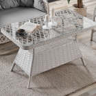 Konfor Rattan Bahçe Balkon Oturma Takımı 2+1+1+Camlı Masa Kemik-2