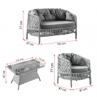 Konfor Rattan Bahçe Balkon Oturma Takımı 2+1+1+Camlı Masa Kemik-5