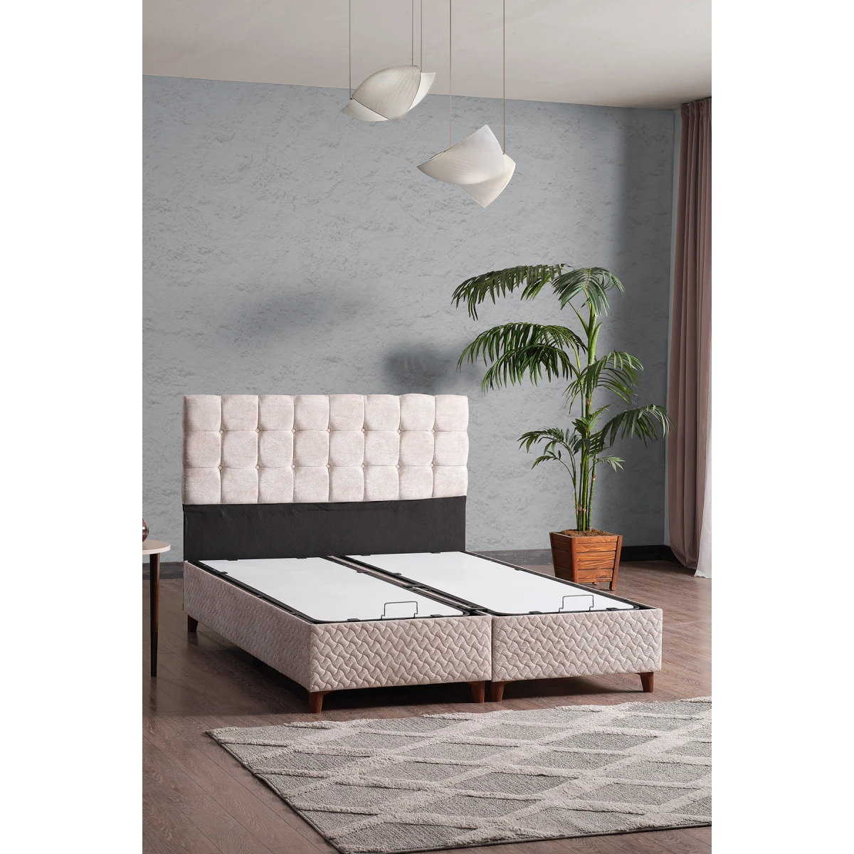 Bengü Çift Kişilik Baza Başlık Set Krem 150*200