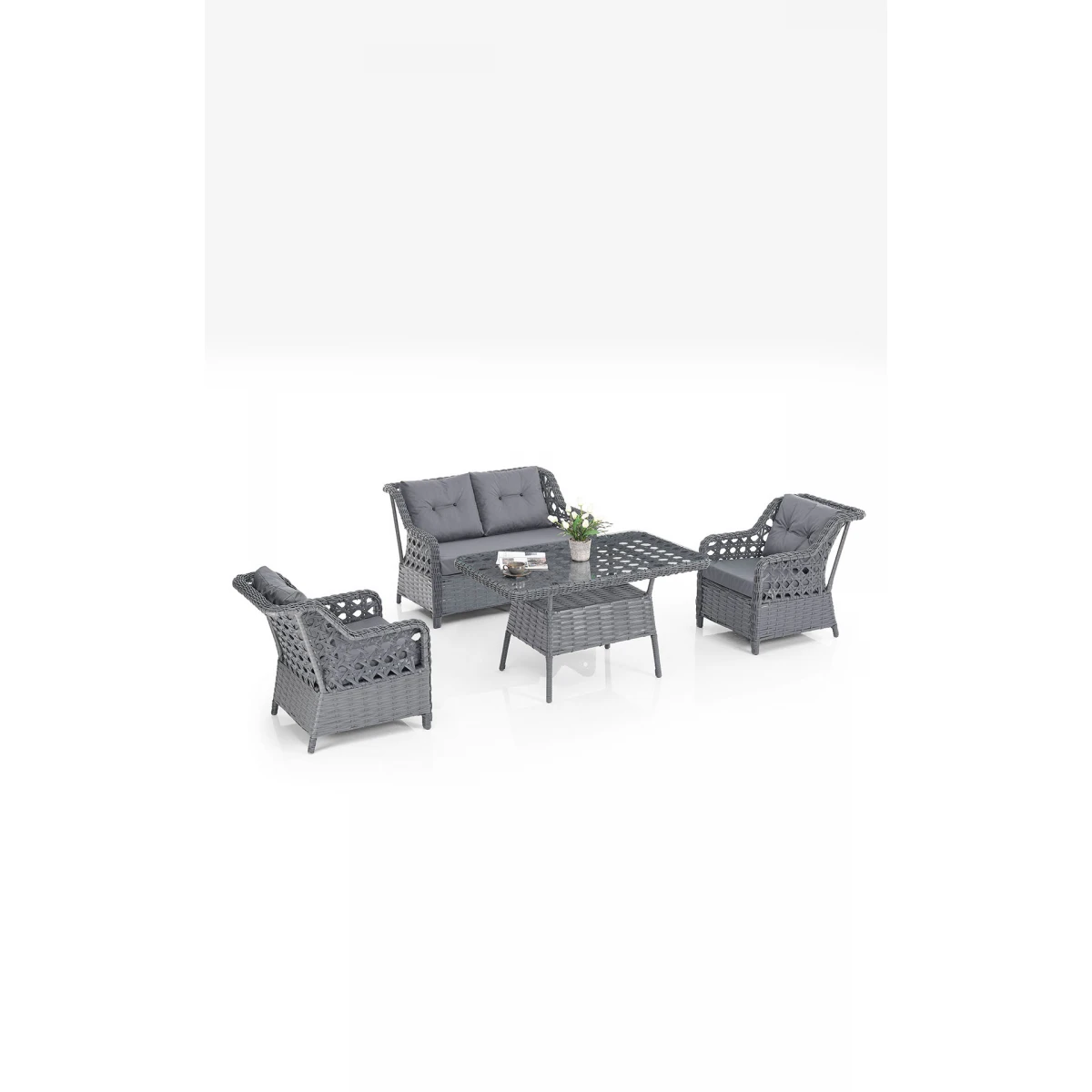 Eren Rattan Bahçe Balkon Takımı 2+1+1 Antrasit