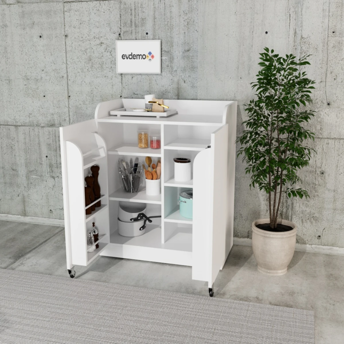 Derin 2 Kapaklı Erzak Kiler Dolabı Beyaz