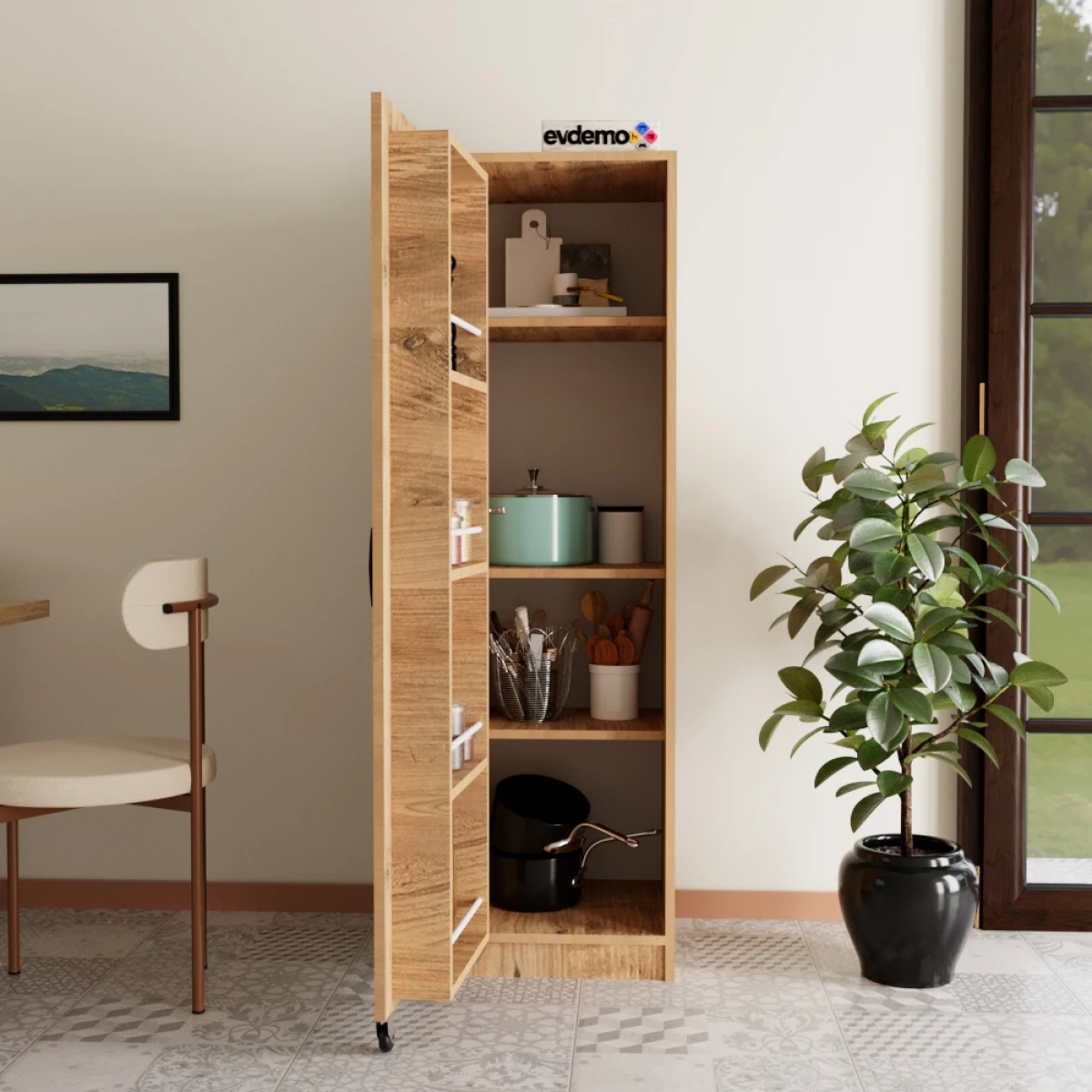 Elzem Tek Kapaklı Erzak Kiler Dolabı Atlantik Çam