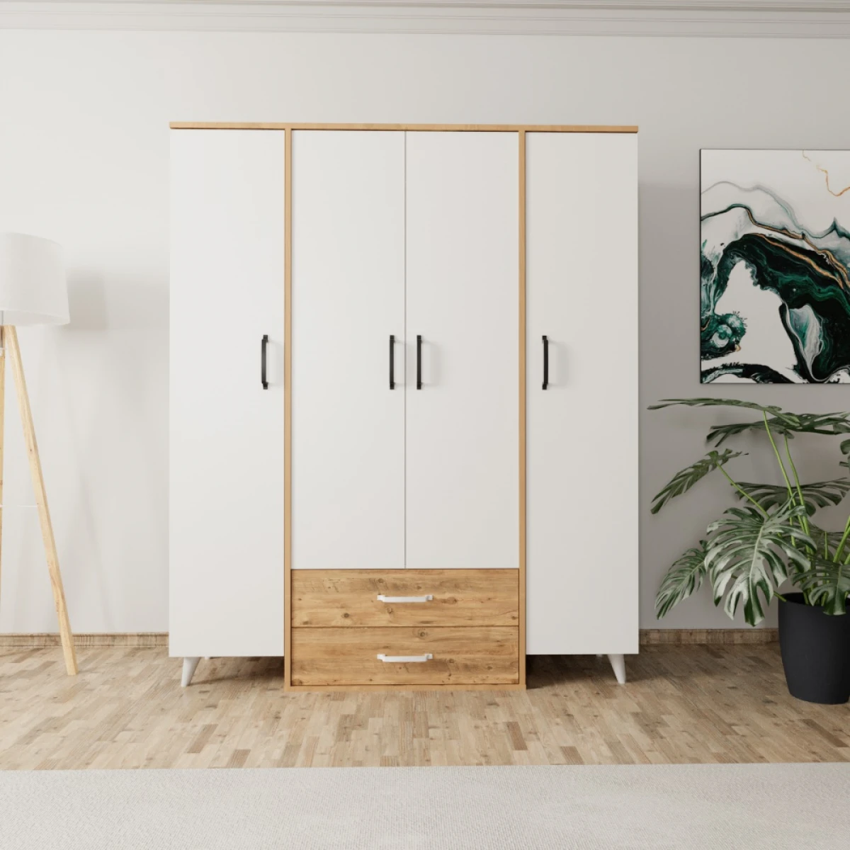 Aden 4 Kapak 2 Çekmeceli Gardırop