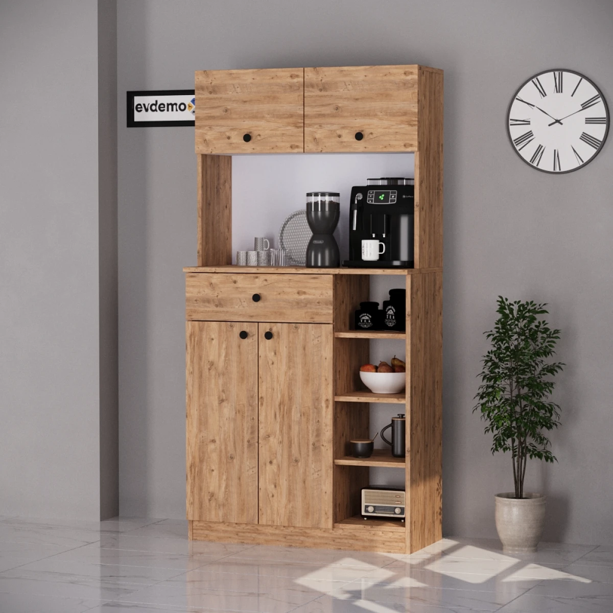 Pera Kahve Köşesi Çok Amaçlı Dolap Atlantik Çam