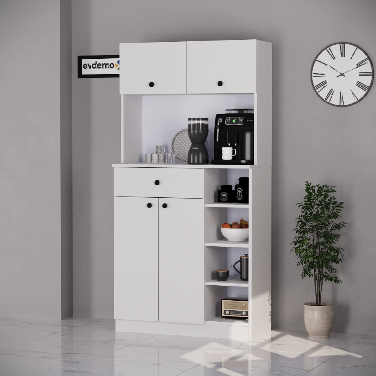 Pera Kahve Köşesi Çok Amaçlı Dolap Beyaz