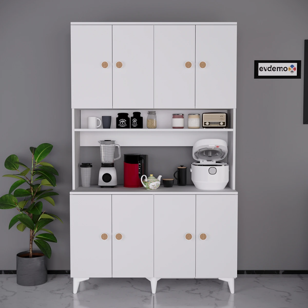 Urla Kahve Köşesi Çok Amaçlı Mutfak Kiler Erzak Dolabı Beyaz