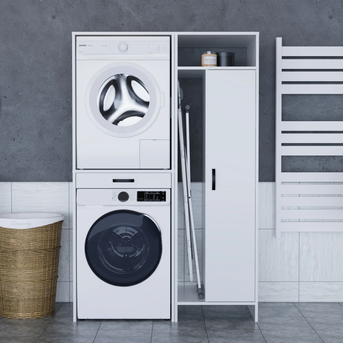 Lora Çamaşır Makinesi Dolabı Çok Amaçlı Dolap Beyaz