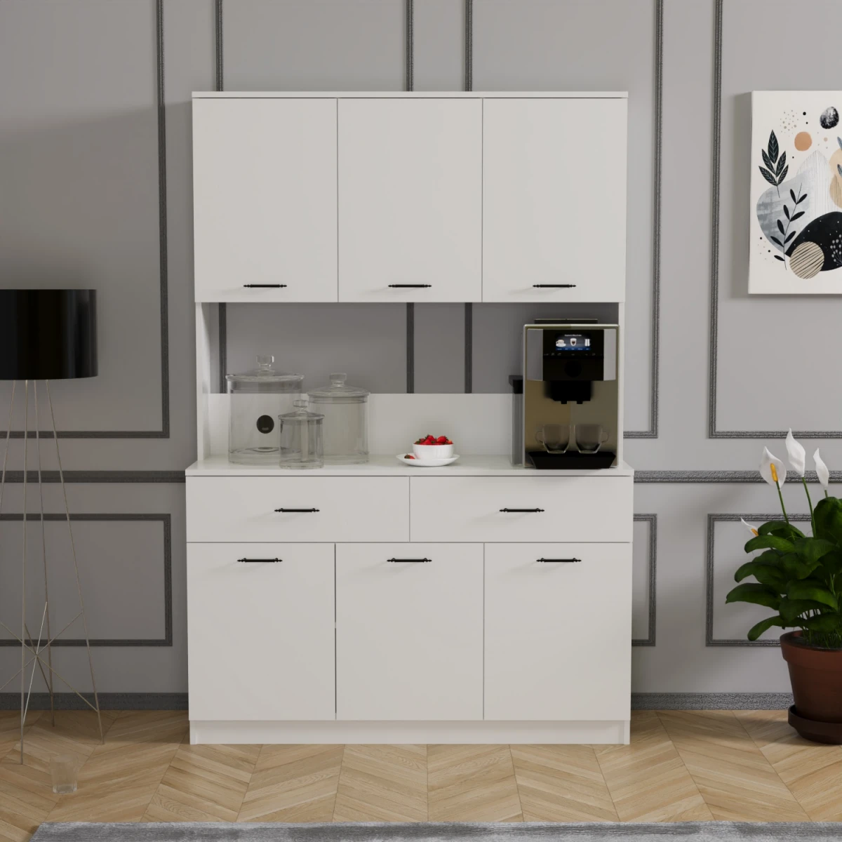 Elmas Kahve Köşesi Çok Amaçlı Dolap Beyaz