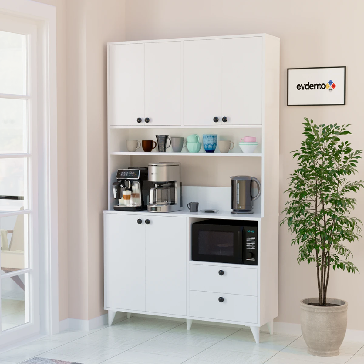 Silva Kahve Köşesi Çok Amaçlı Dolap Beyaz