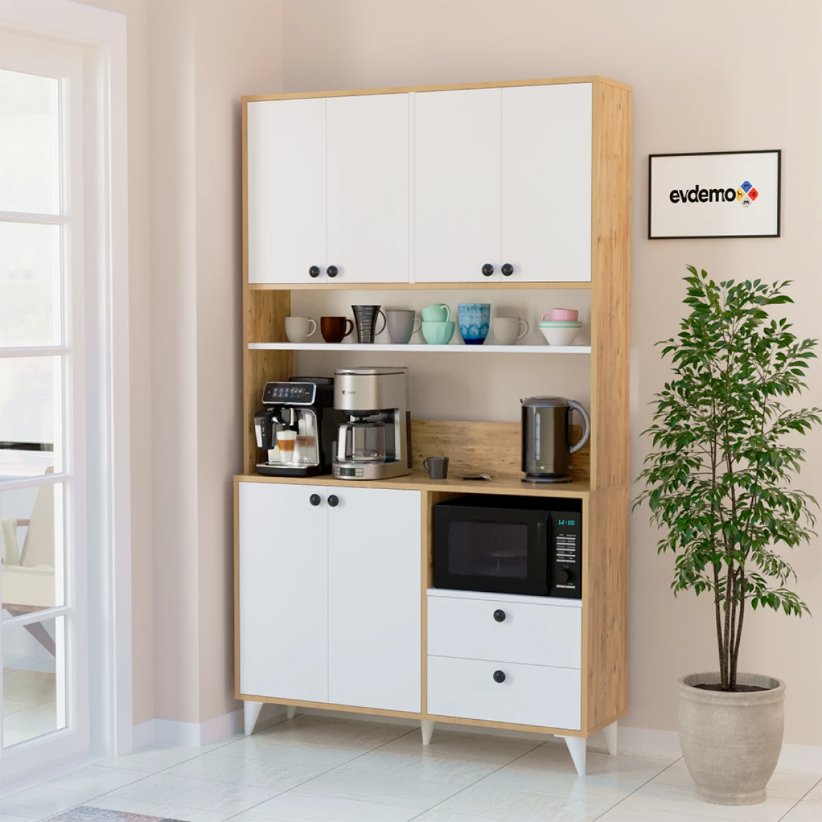 Silva Kahve Köşesi Çok Amaçlı Dolap Beyaz Atlantik Çam