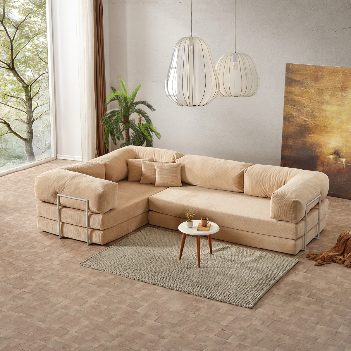 Legom Lucas Aktivite Koltuğu Yatak Olabilen Çok Amaçlı Kanepe L Koltuk Bej