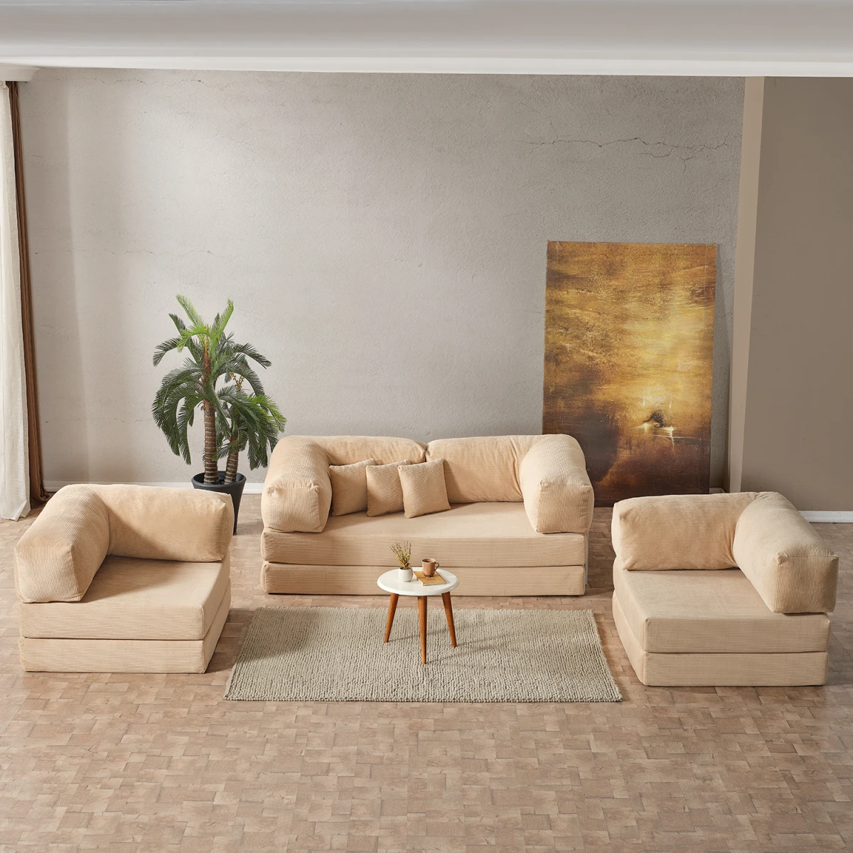 Legom Avanos Aktivite Koltuğu Yatak Olabilen Çok Amaçlı Kanepe Koltuk Takımı Bej