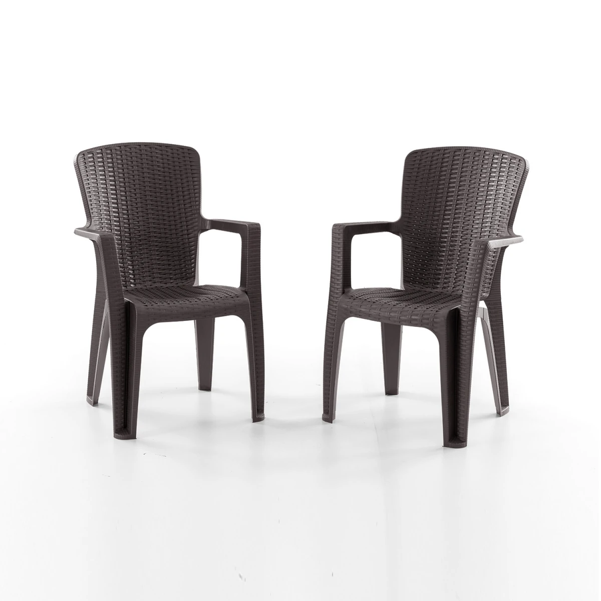 Side 2'li Rattan Sandalye Kahve