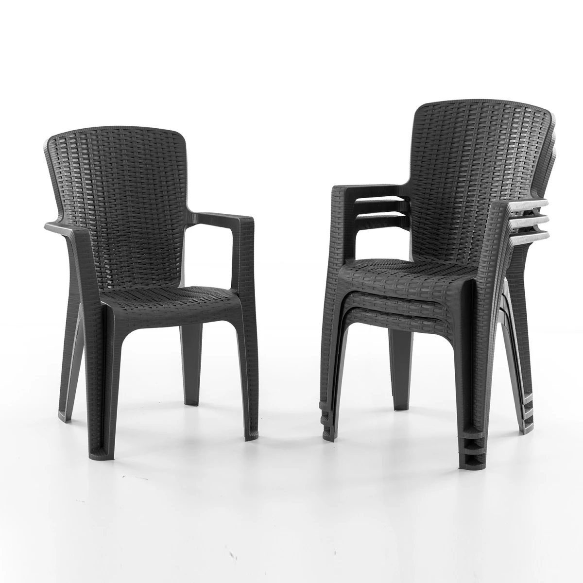 Side 4'lü Rattan Sandalye Siyah