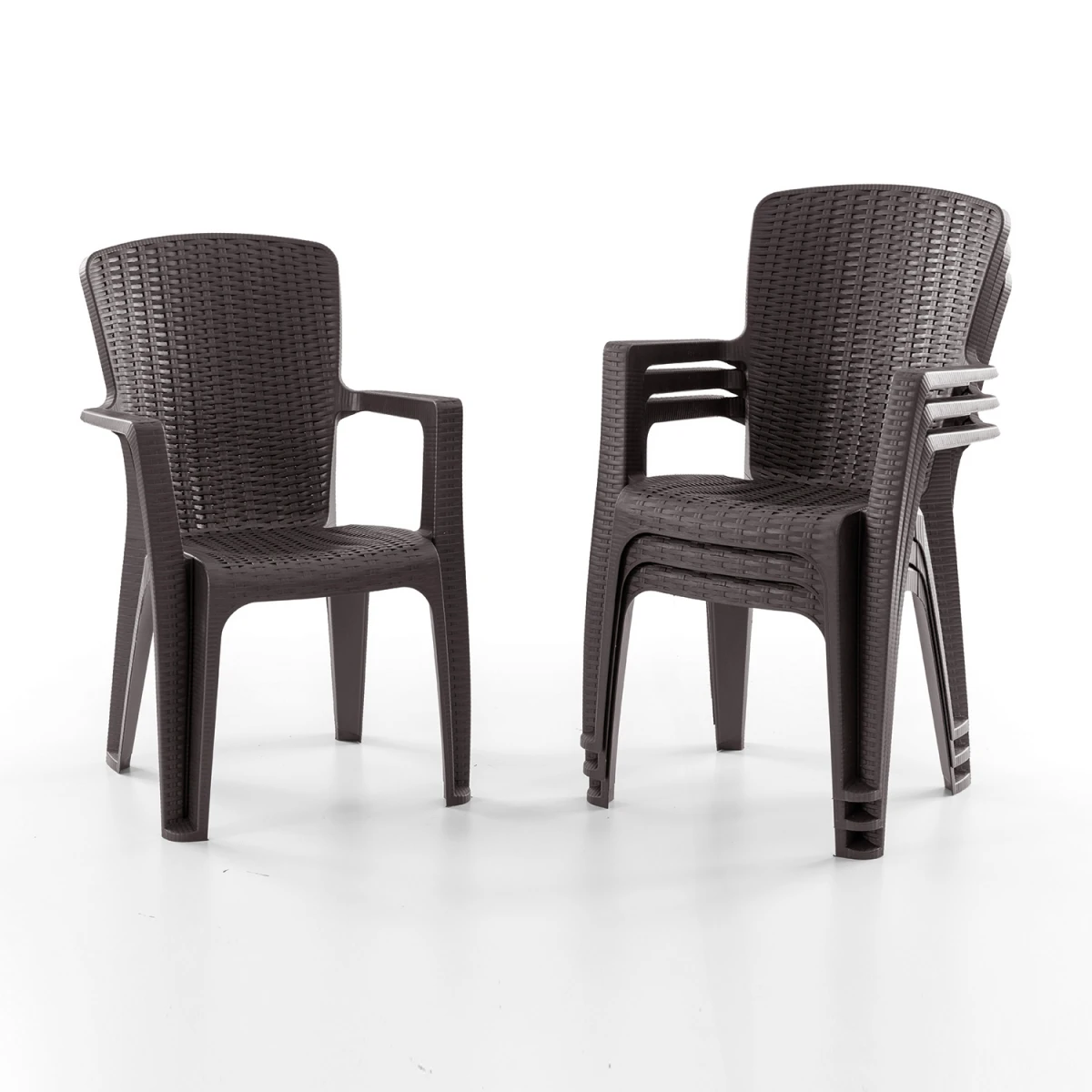 Side 4'lü Rattan Sandalye Kahve