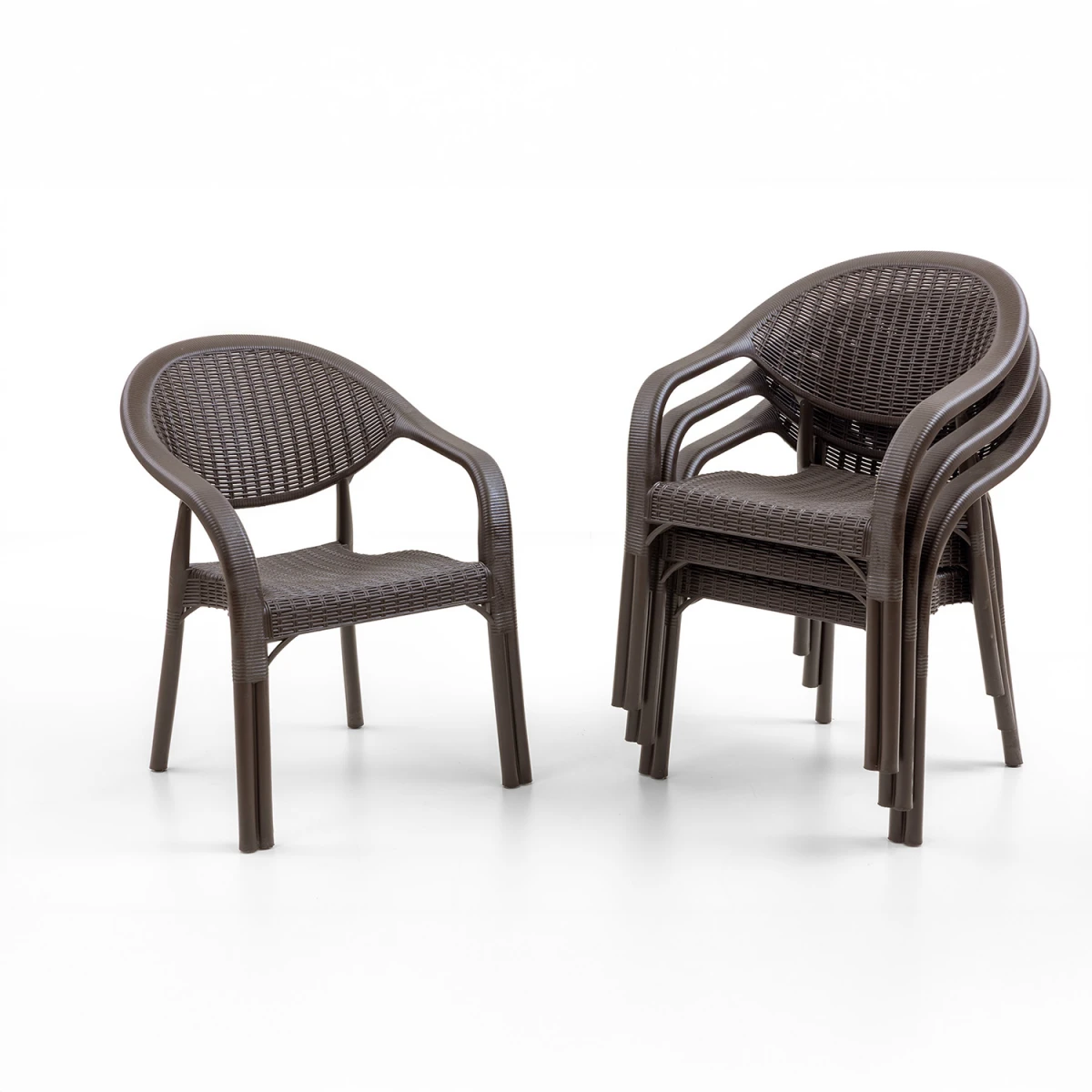 Bamboo 4'lü Rattan Sandalye Kahve