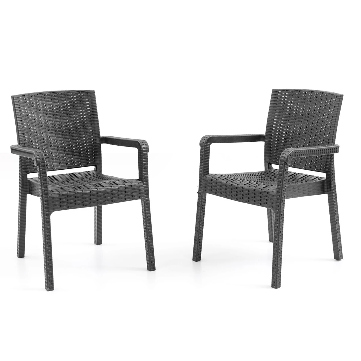 King 2'li Rattan Sandalye Siyah