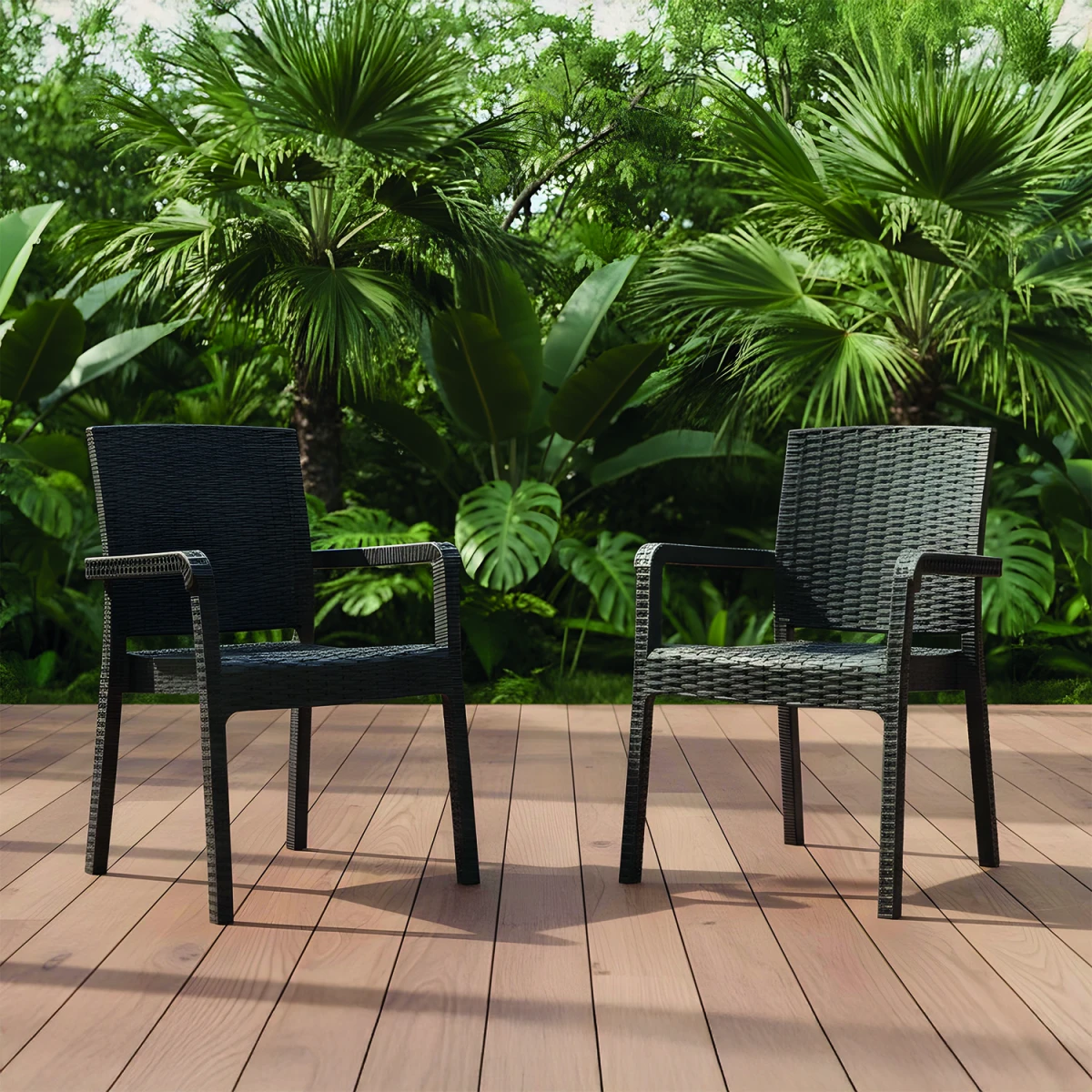 King 2'li Rattan Sandalye Kahve