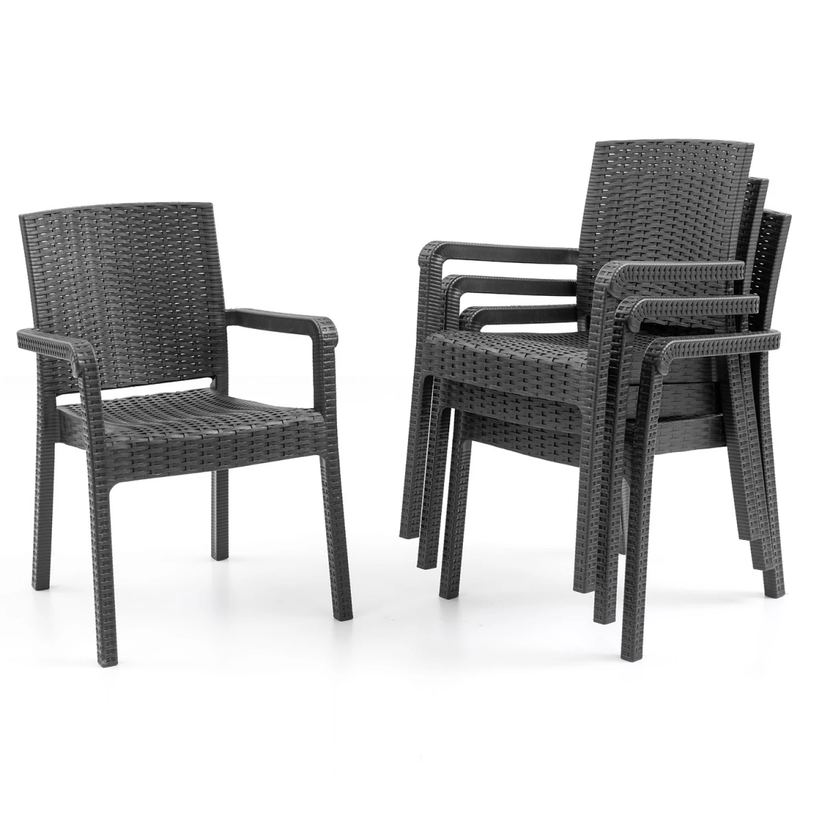 King 4'lü Rattan Sandalye Siyah