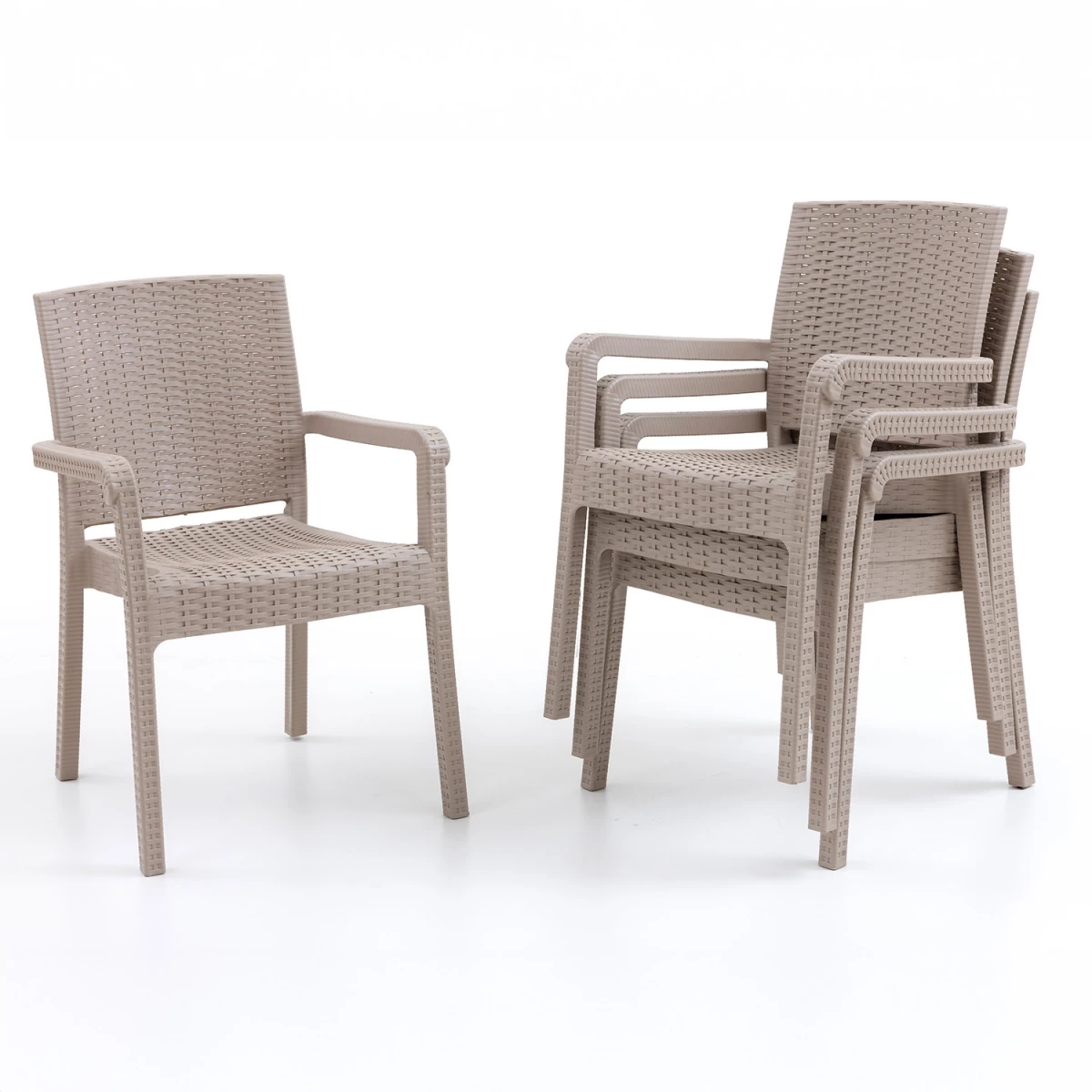 King 4'lü Rattan Sandalye Cappuccino