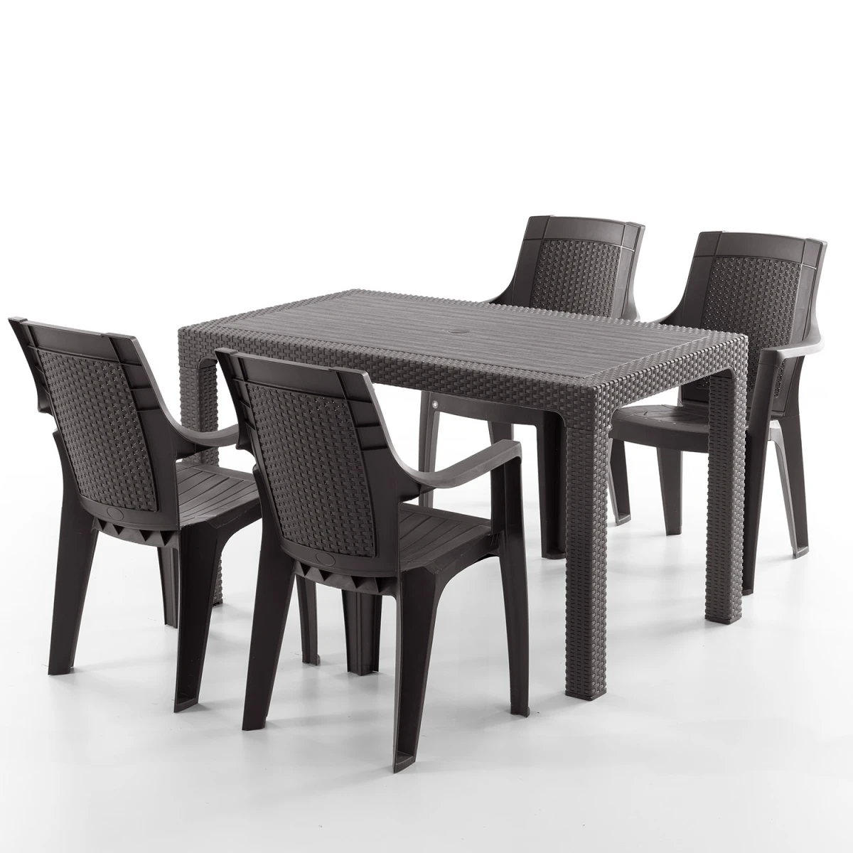 Efes 4 Kişilik Rattan Masa Sandalye Takımı Kahve