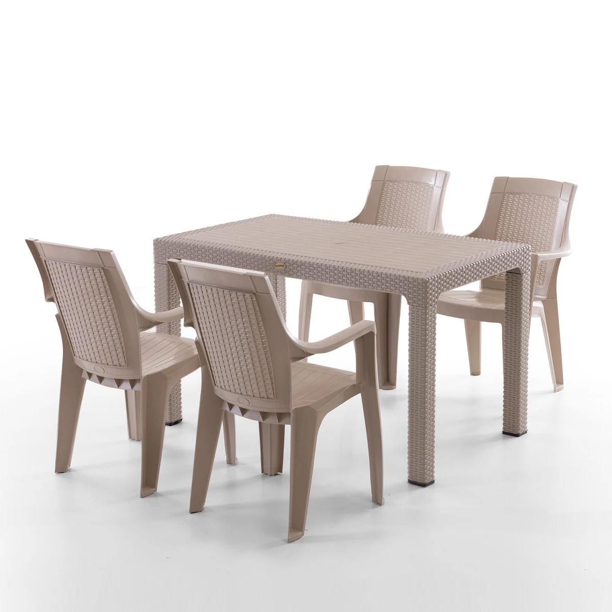 Efes 4 Kişilik Rattan Masa Sandalye Takımı Cappuccino