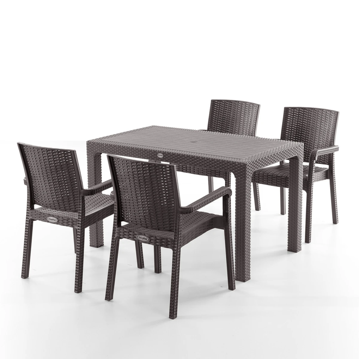 King 4 Kişilik Rattan Masa Sandalye Takımı Kahve