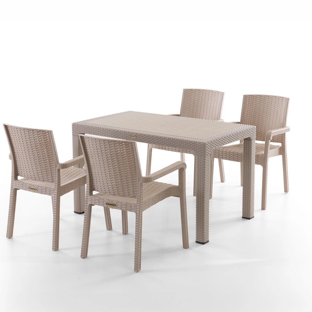 King 4 Kişilik Rattan Masa Sandalye Takımı Cappuccino